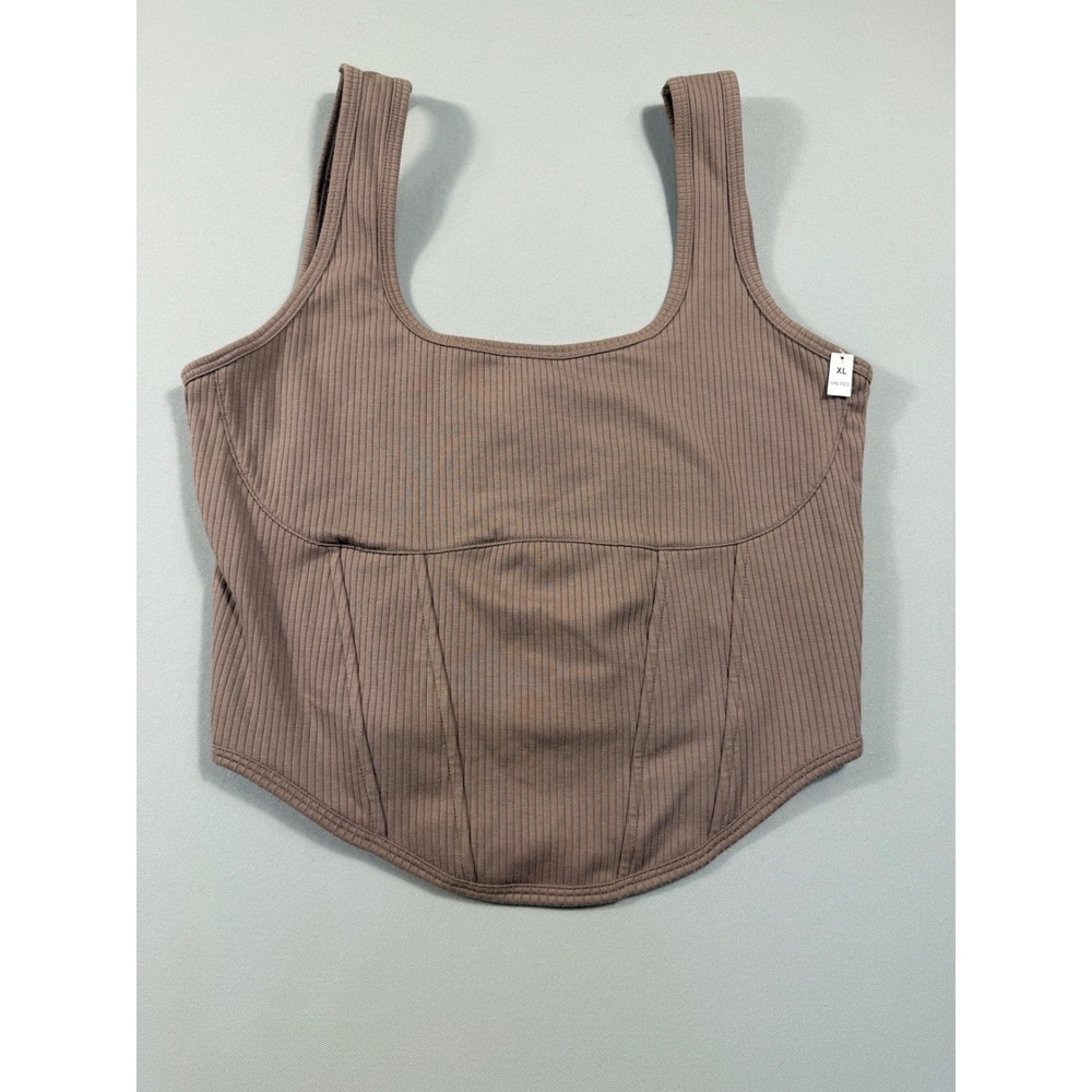 Victoria's Secret PINK Ribbed Corset Bralette Mauve Brown XL NWT